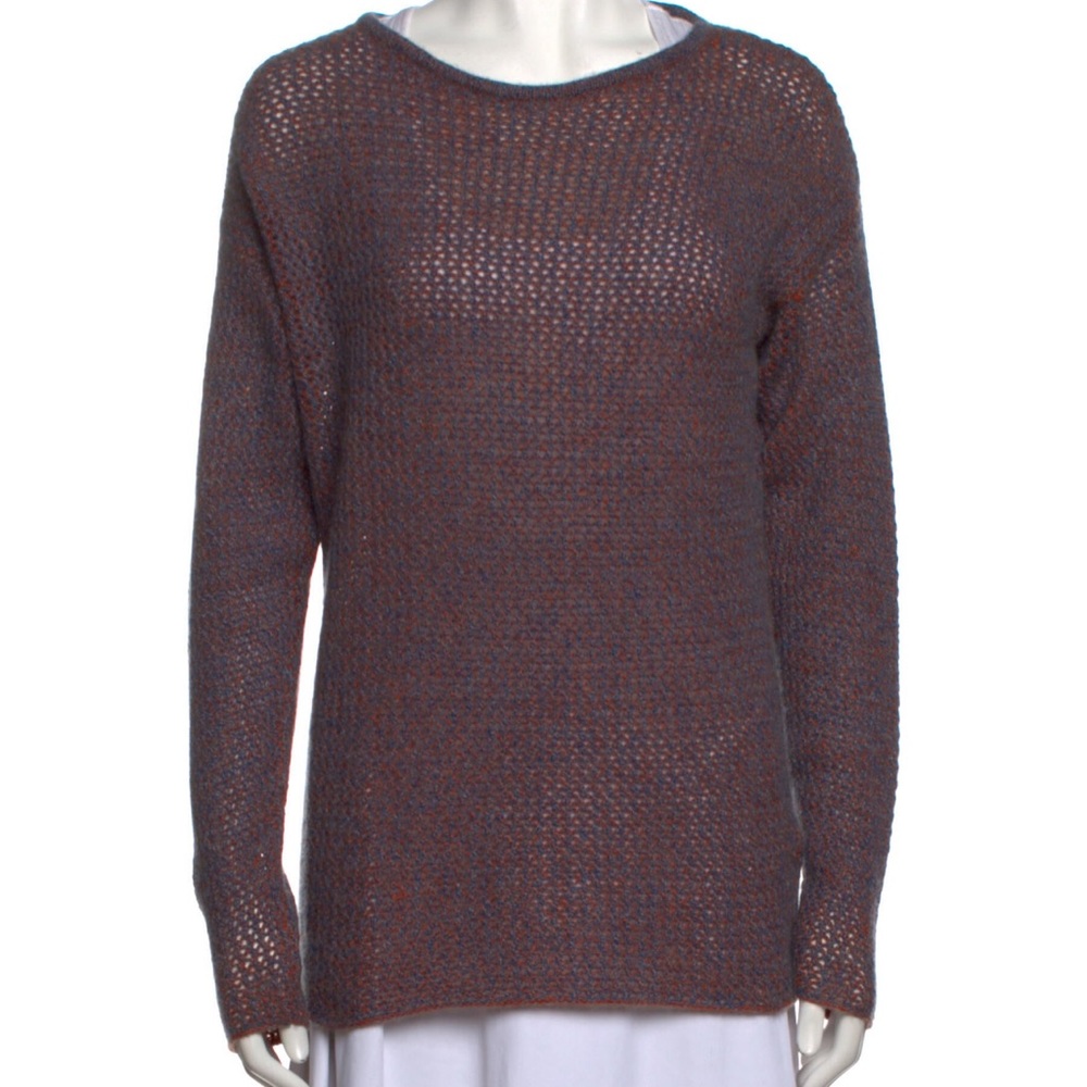 The Elder Statesman castaway womens crew blue grey orange cashmere sweater smal